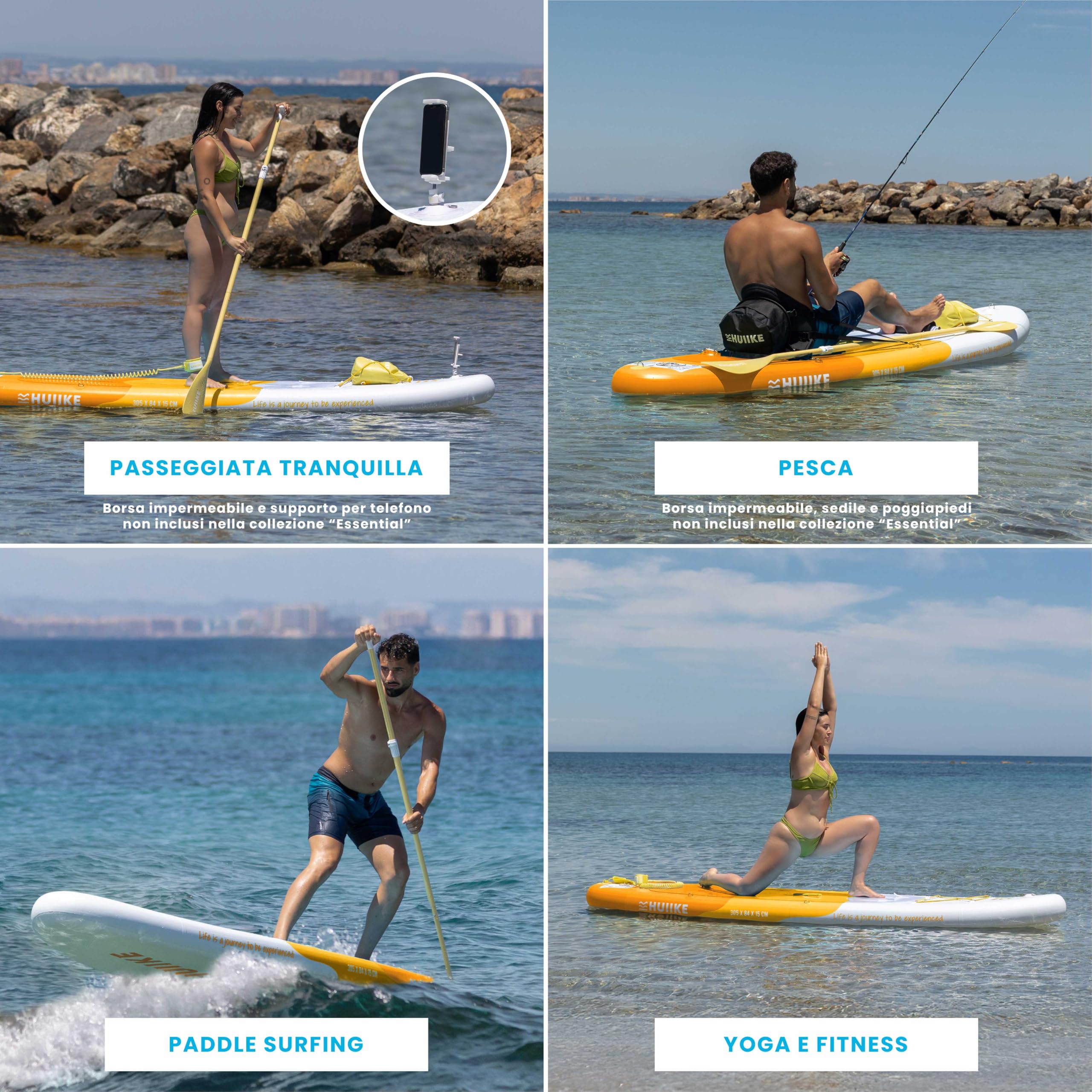 HUIIKE Tavola Sup Gonfiabile Adulti con Accessori Inclusi, Pagaia, Pinne, Pompa. Stand Up Paddle Board con Grande Stabilità e Resistenza. 305 x 84 x 15 cm, Carico Massimo 130 kg