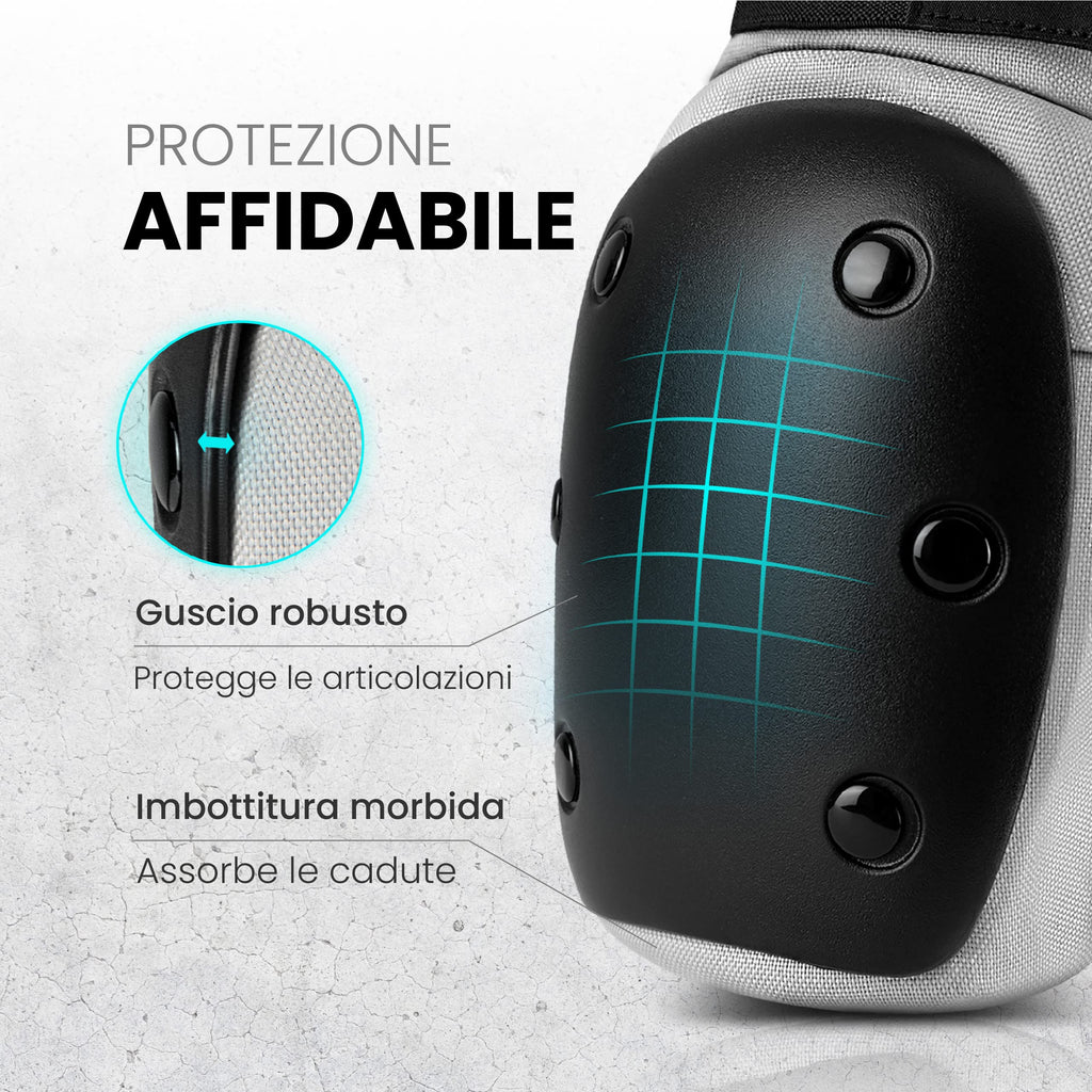 99FLIPS Protezioni Pattini Skateboard Adulto e Giovani - Set di Protezioni da Donna con Ginocchiere e Gomitiere - Protezione Skate
