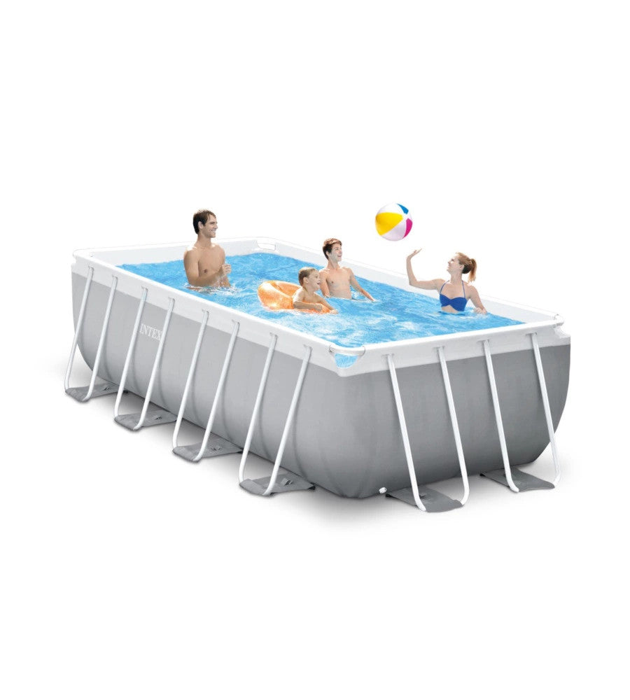 PISCINA FUORI TERRA CON STRUTTURA RETTANGOLARE INTEX "PRISMA FRAME" GRIGIO CH...