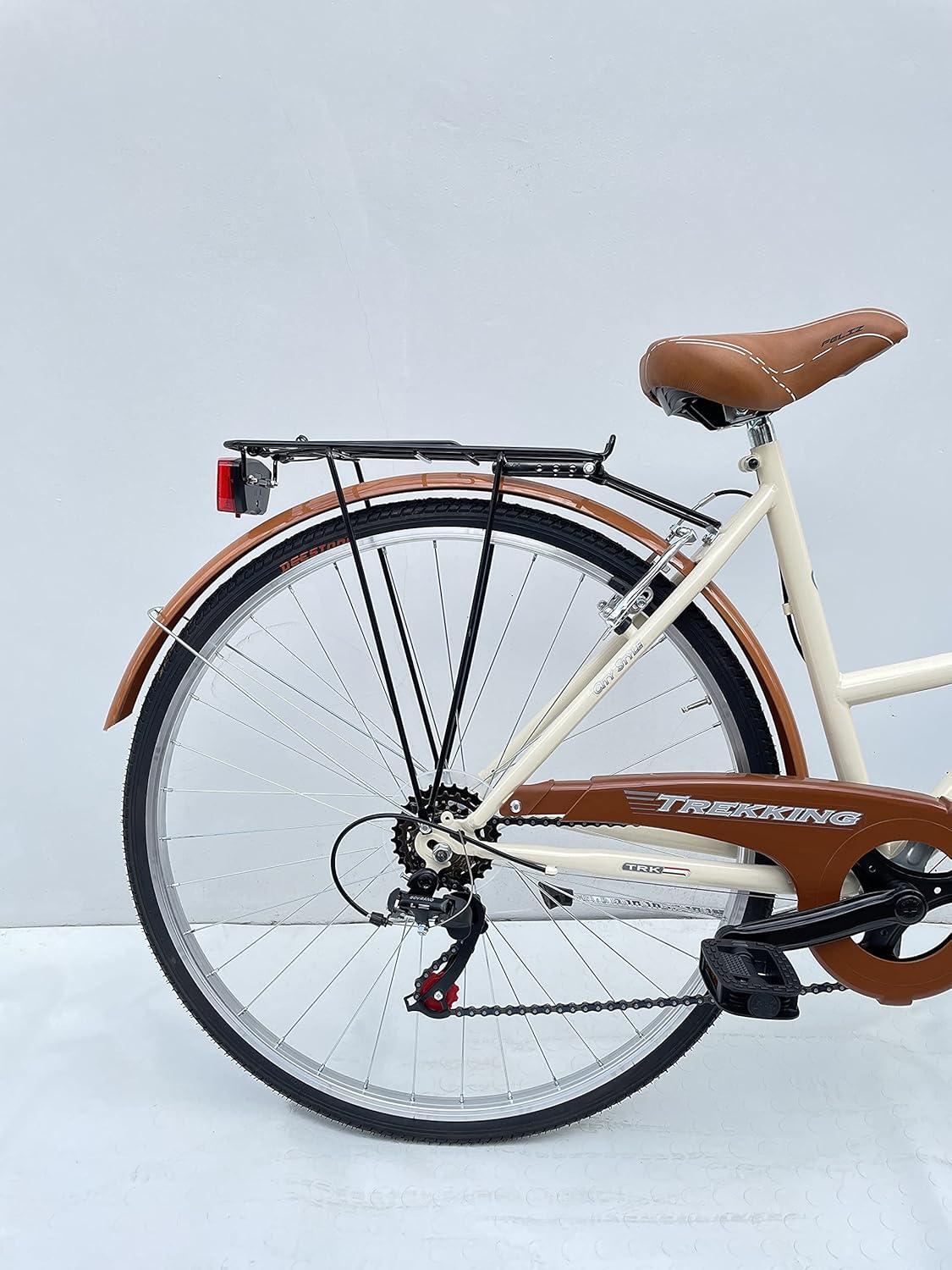 Bicicletta Donna Passeggio Misura 28 Bici Da Città Con Cambio E Cestino Beige
