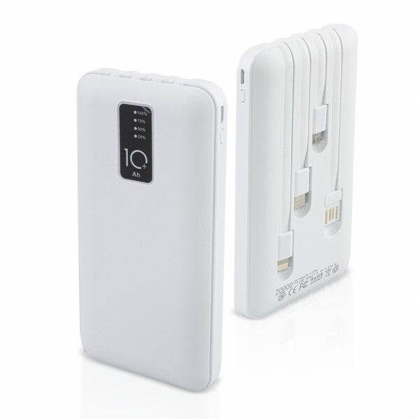 Power Bank 20000mAh Caricabatterie Portatile ad Alta Velocità con 4 Cavi USB