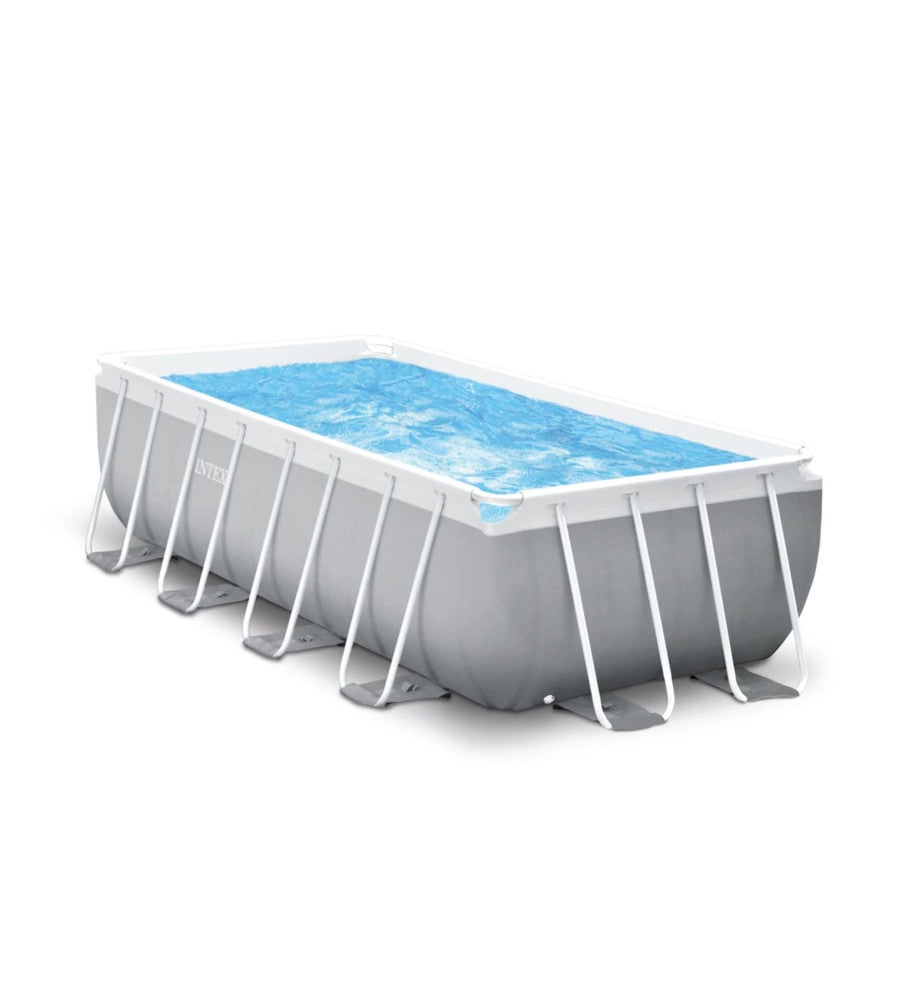 PISCINA FUORI TERRA CON STRUTTURA RETTANGOLARE INTEX "PRISMA FRAME" GRIGIO CH...