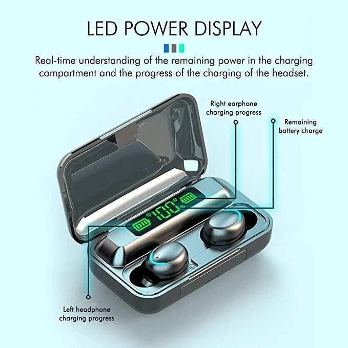 AURICOLARI BLUETOOTH 5.4 CUFFIE UNIVERSALI SENZA FILI WIRELESS SPORT POWERBANK