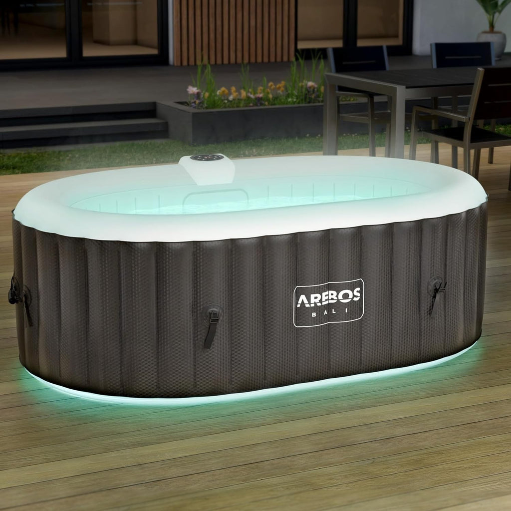 Vasca Idromassaggio Gonfiabile Esterno Spa Portatile 190x12 Luci LED Bubble Therapy