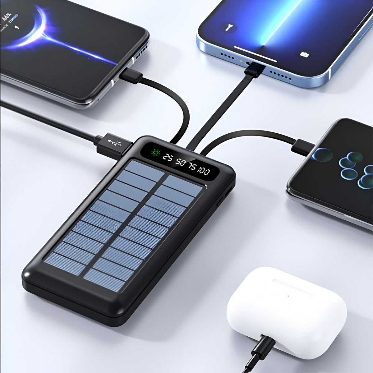 Power Bank Solare 20000mAh Ricarica Rapida Doppia USB per Campeggio Viaggio
