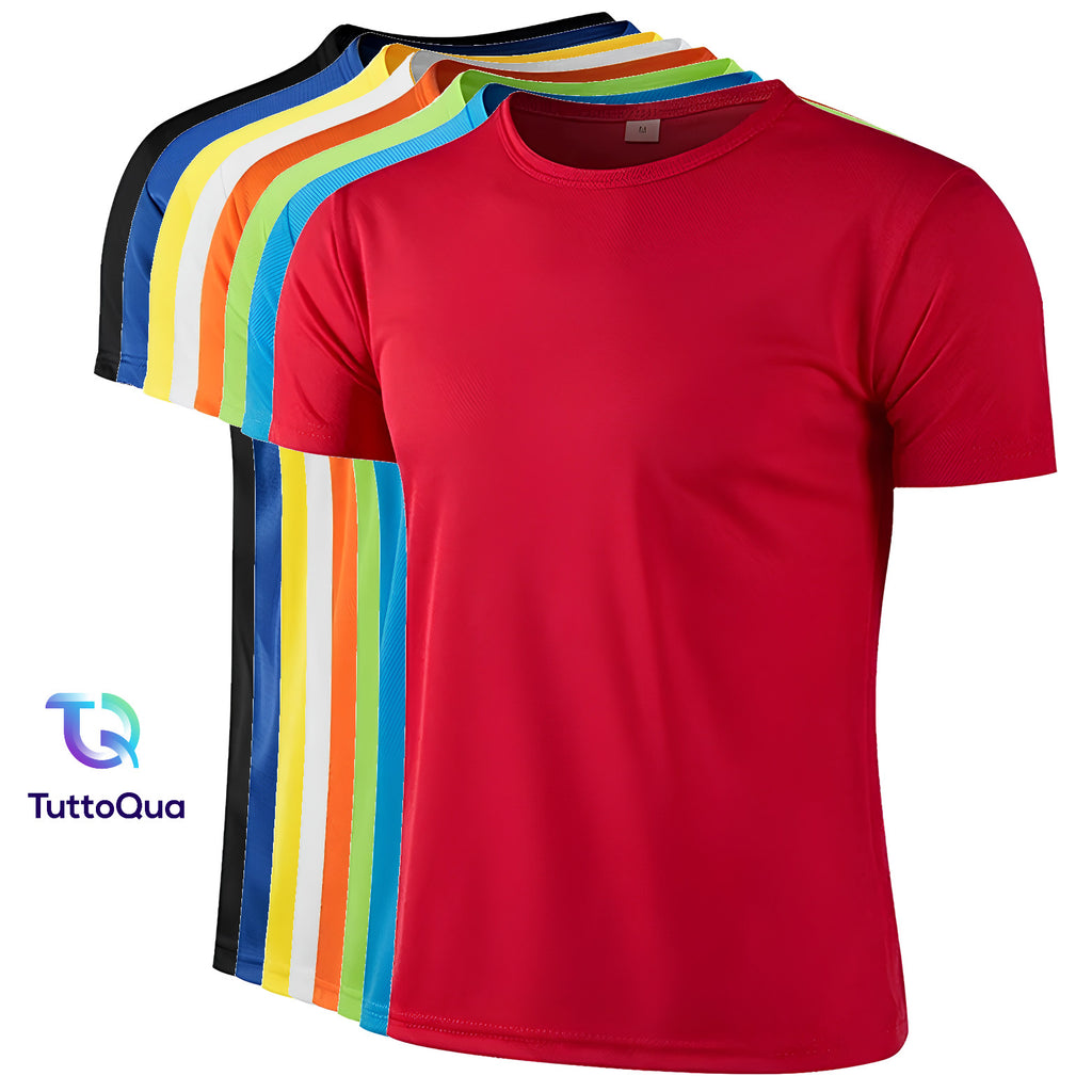 MAGLIETTA T-SHIRT UOMO MANICA CORTA POLIESTERE FITNESS RUNNING RUNNER SPORTIVA