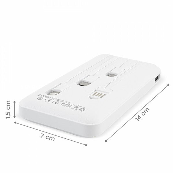 Power Bank 20000mAh Caricabatterie Portatile ad Alta Velocità con 4 Cavi USB