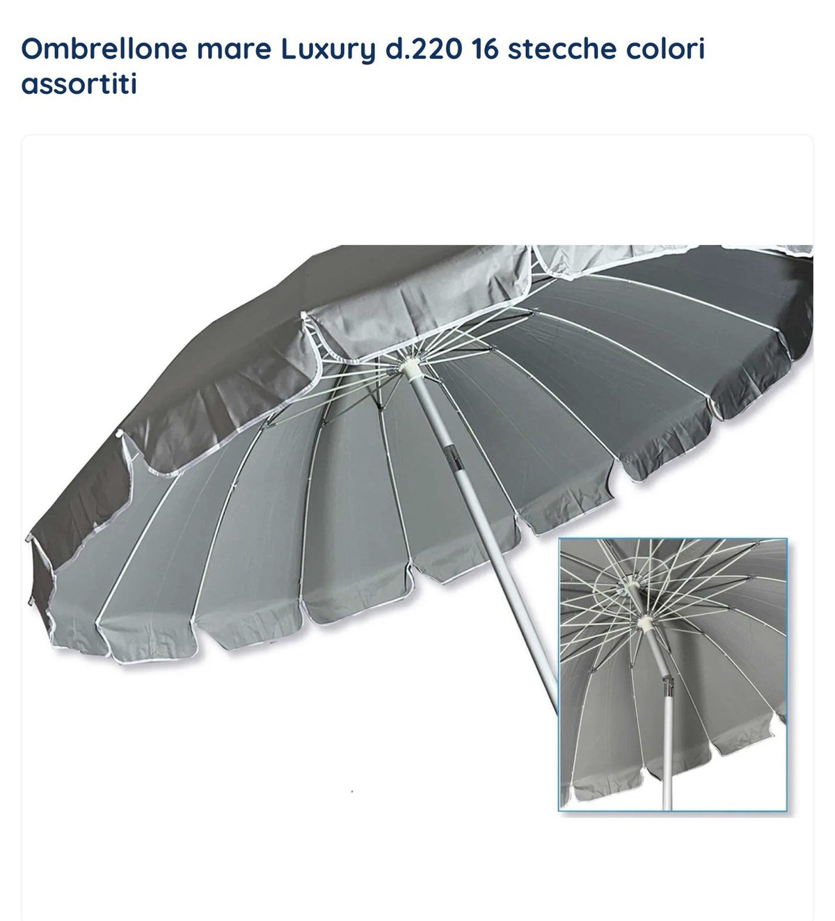 Ombrellone Luxury Spiaggia Antivento Alluminio Vari Colori 16 Stecche Con Sacca