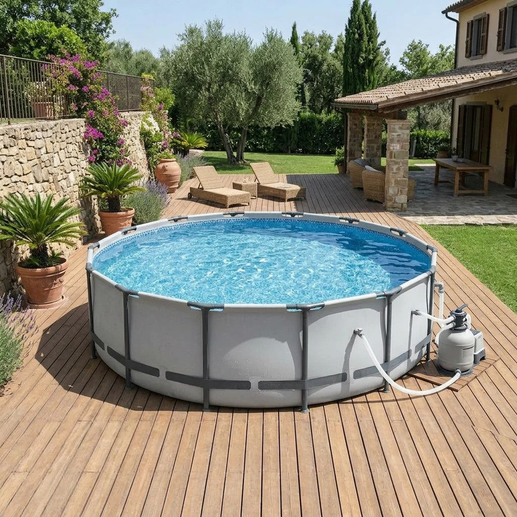 Piscina Fuoriterra Steel Pro MAX Set Giardino Acciaio 4.88m x 1.22m
