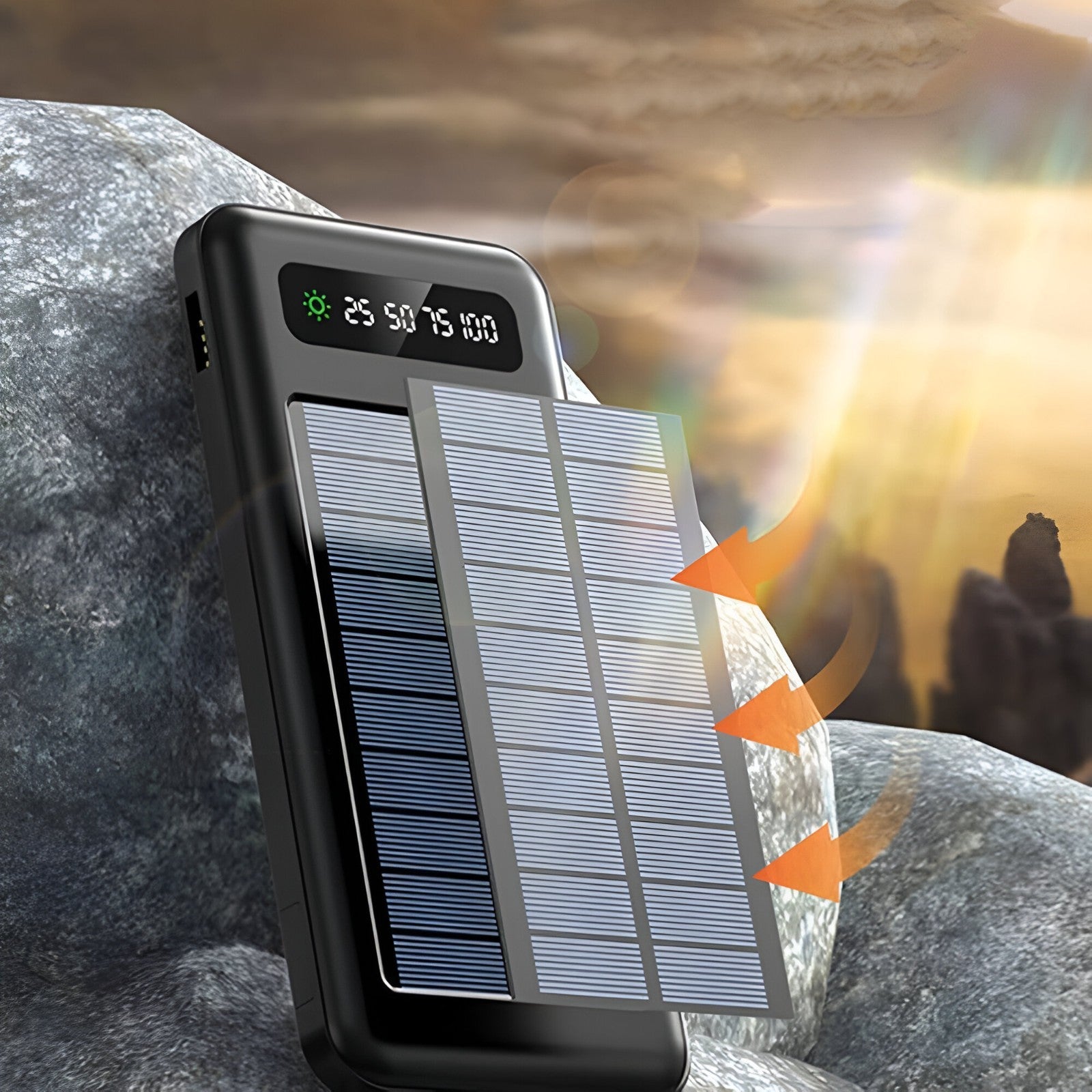 Power Bank Solare 20000mAh Ricarica Rapida Doppia USB per Campeggio Viaggio