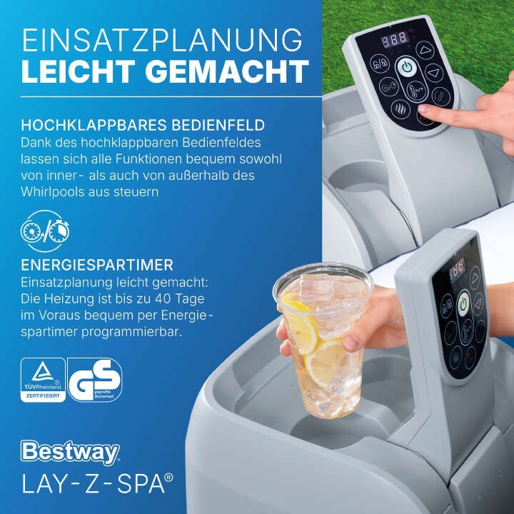 Bestway LAY-Z-SPA Miami AirJet Vasca Idromassaggio Ø 180cm, 4 Pers NUOVO Risparmio Energetico Piscina