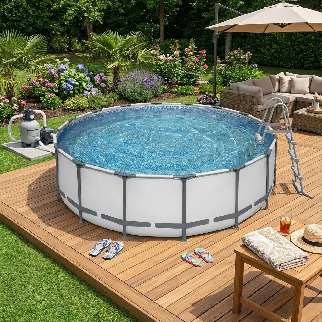 Piscina Fuoriterra Steel Pro MAX Set Giardino Acciaio 4.88m x 1.22m