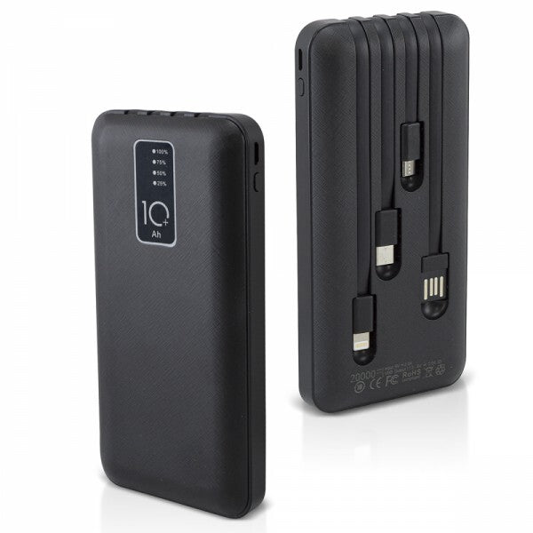 Power Bank 20000mAh Caricabatterie Portatile ad Alta Velocità con 4 Cavi USB