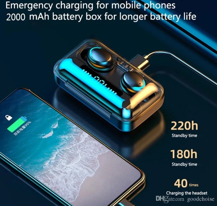 AURICOLARI BLUETOOTH 5.4 CUFFIE UNIVERSALI SENZA FILI WIRELESS SPORT POWERBANK