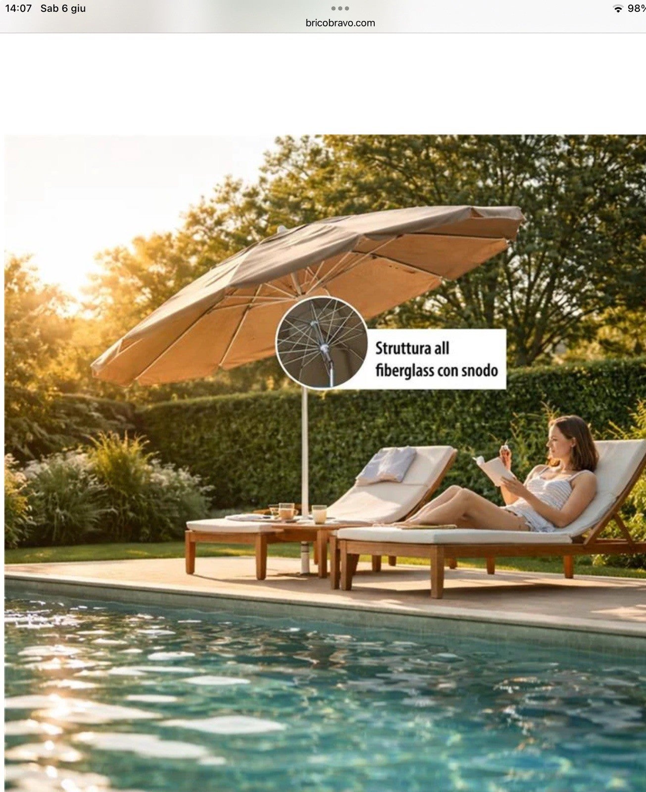 Ombrellone Luxury Spiaggia Antivento Alluminio Vari Colori 16 Stecche Con Sacca
