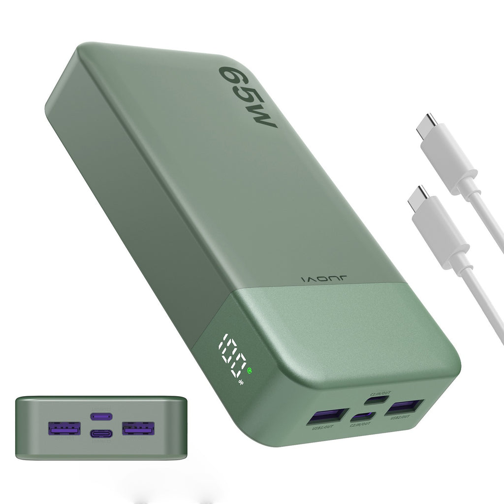 JUOVI Power Bank 20000mAh 65W Caricatore Portatile Ricarica Rapida Phone Verde