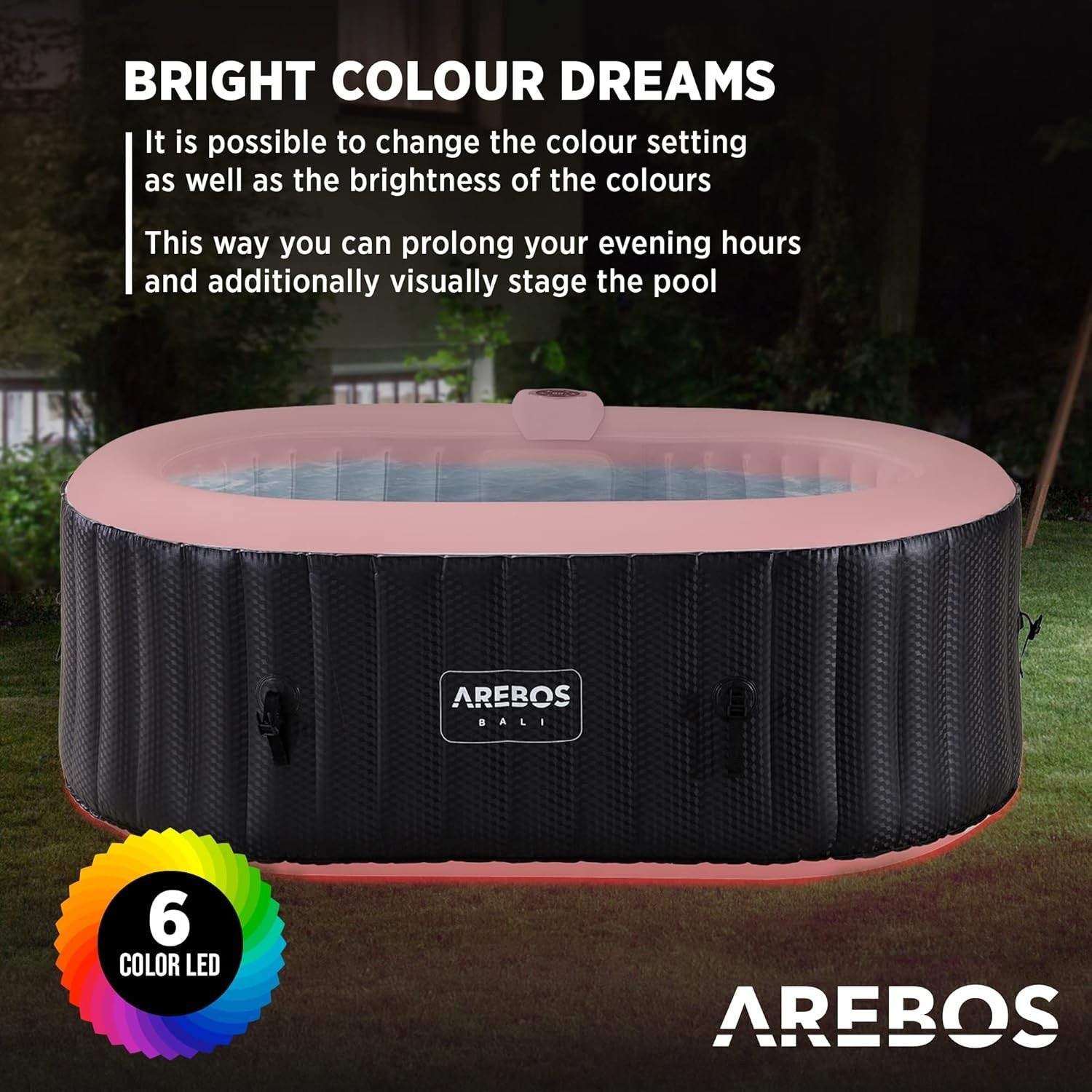Vasca Idromassaggio Gonfiabile Esterno Spa Portatile 190x12 Luci LED Bubble Therapy