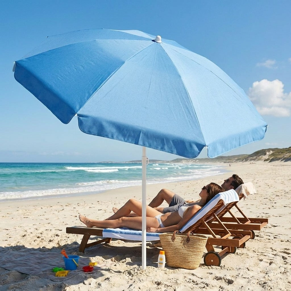 Ombrellone Mare HEMAX Oxford Parasole Fibra Vetro Giardino Spiaggia Ø240cm