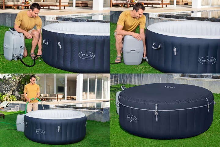 Bestway LAY-Z-SPA Miami AirJet Vasca Idromassaggio Ø 180cm, 4 Pers NUOVO Risparmio Energetico Piscina