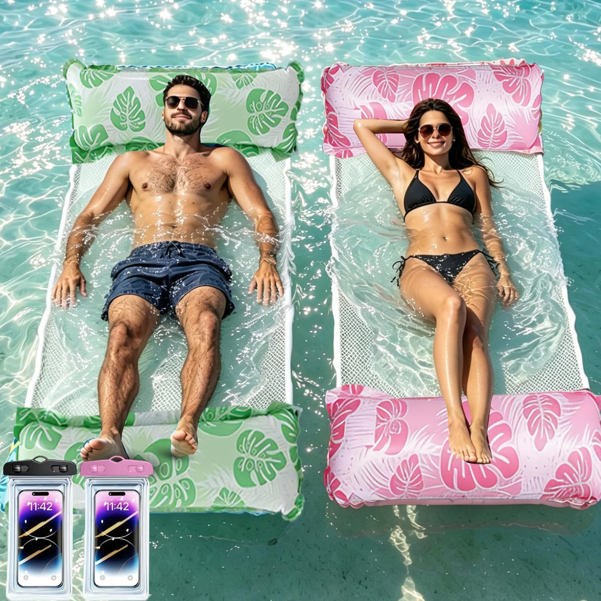 Materassino Mare XL,4 in 1 Amaca Galleggiante,Amaca Gonfiabile Da Mare Portatile