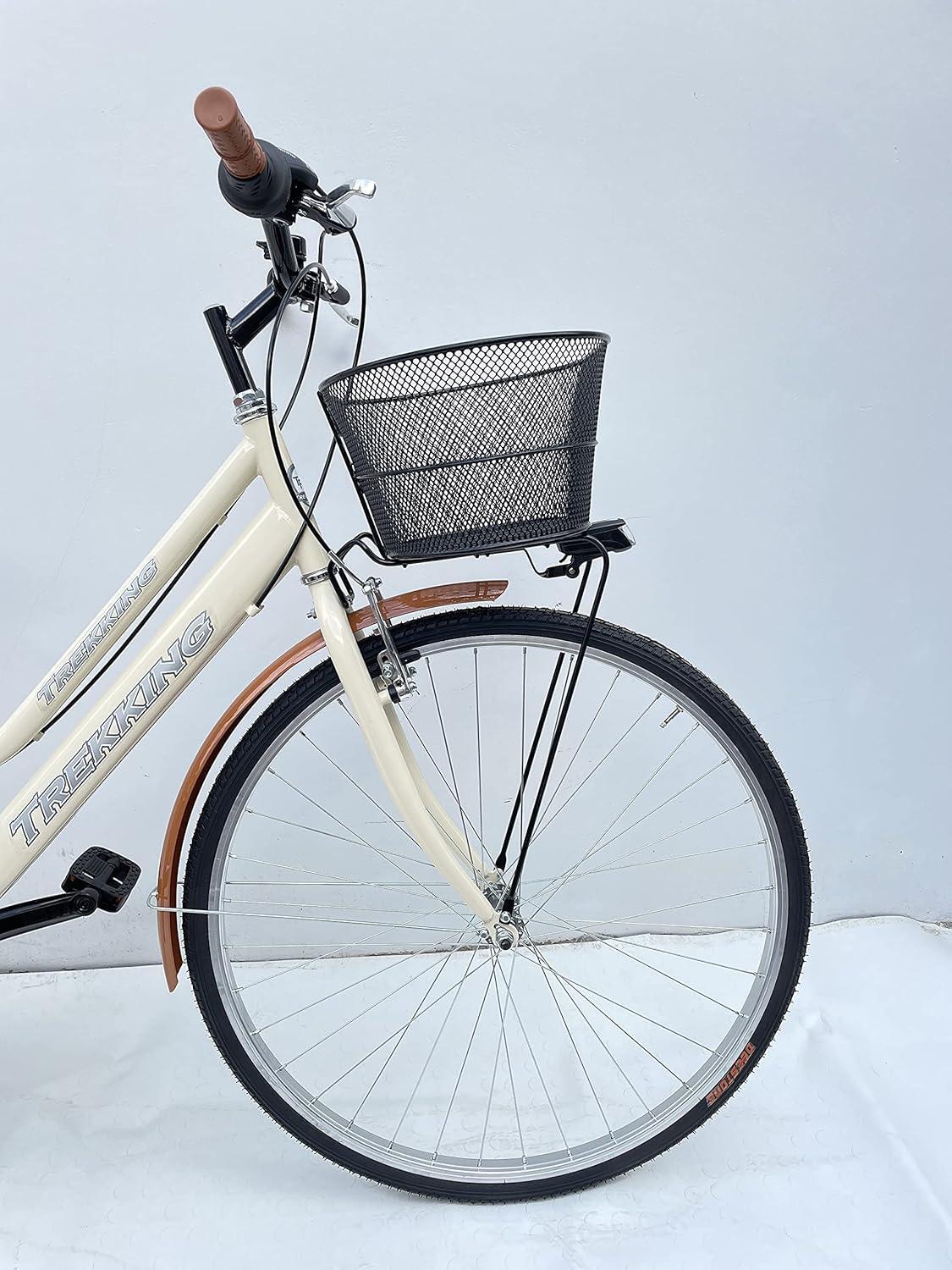 Bicicletta Donna Passeggio Misura 28 Bici Da Città Con Cambio E Cestino Beige