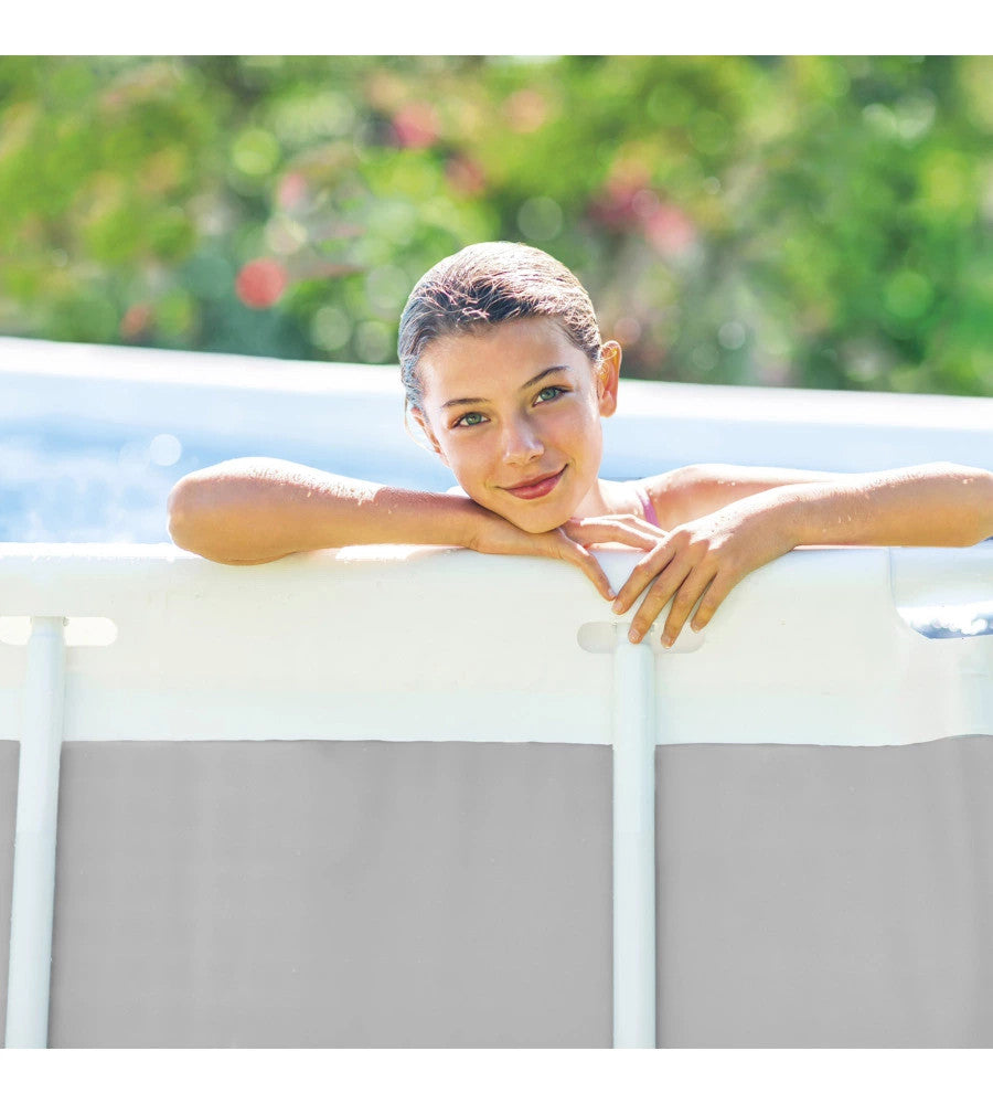 PISCINA FUORI TERRA CON STRUTTURA RETTANGOLARE INTEX "PRISMA FRAME" GRIGIO CH...