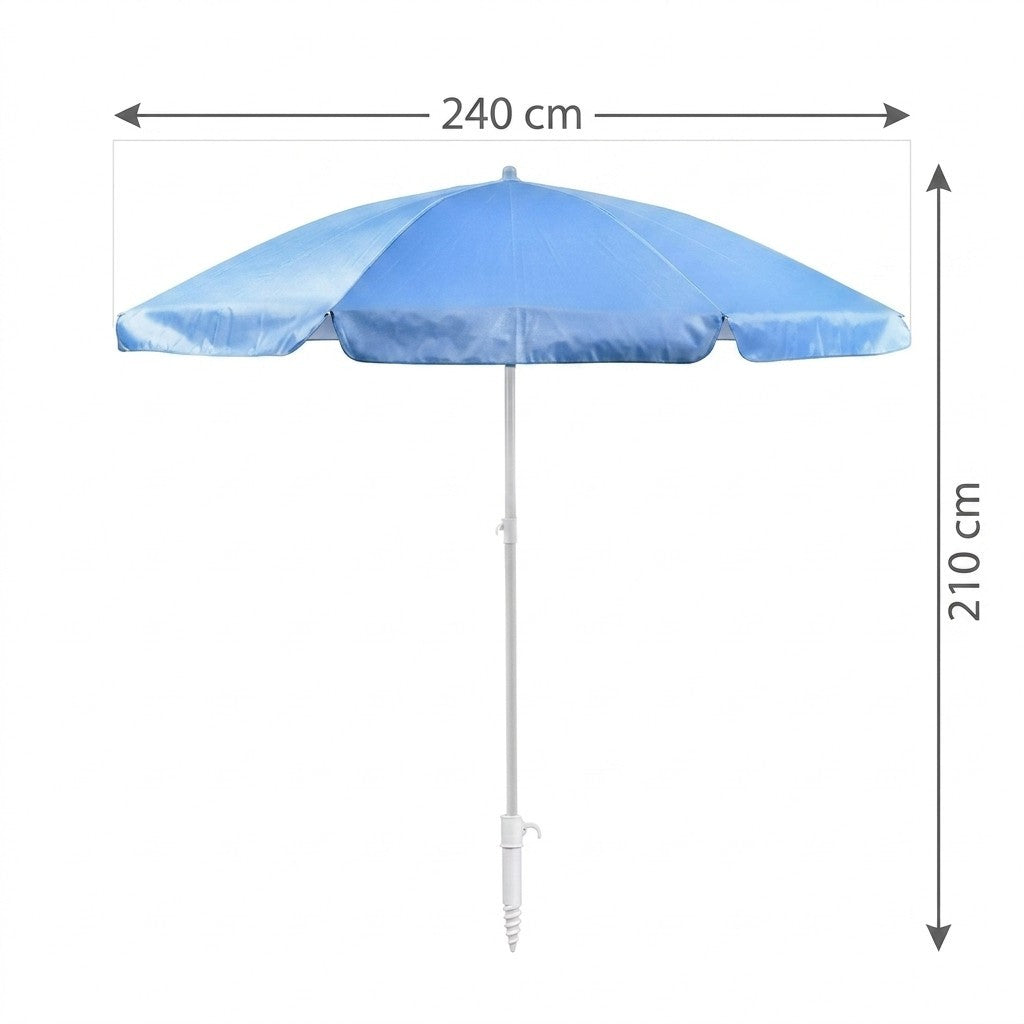 Ombrellone Mare HEMAX Oxford Parasole Fibra Vetro Giardino Spiaggia Ø240cm