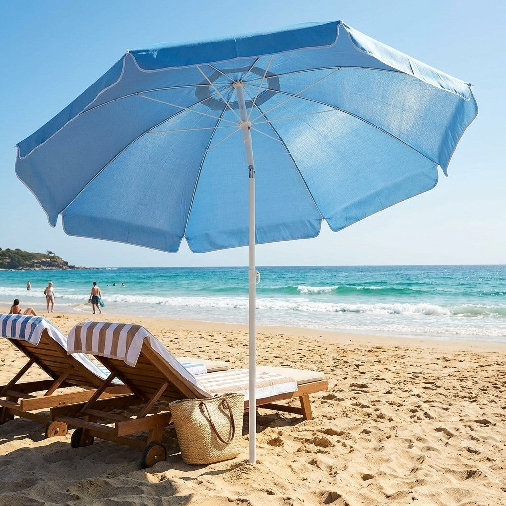 Ombrellone Mare HEMAX Oxford Parasole Fibra Vetro Giardino Spiaggia Ø240cm