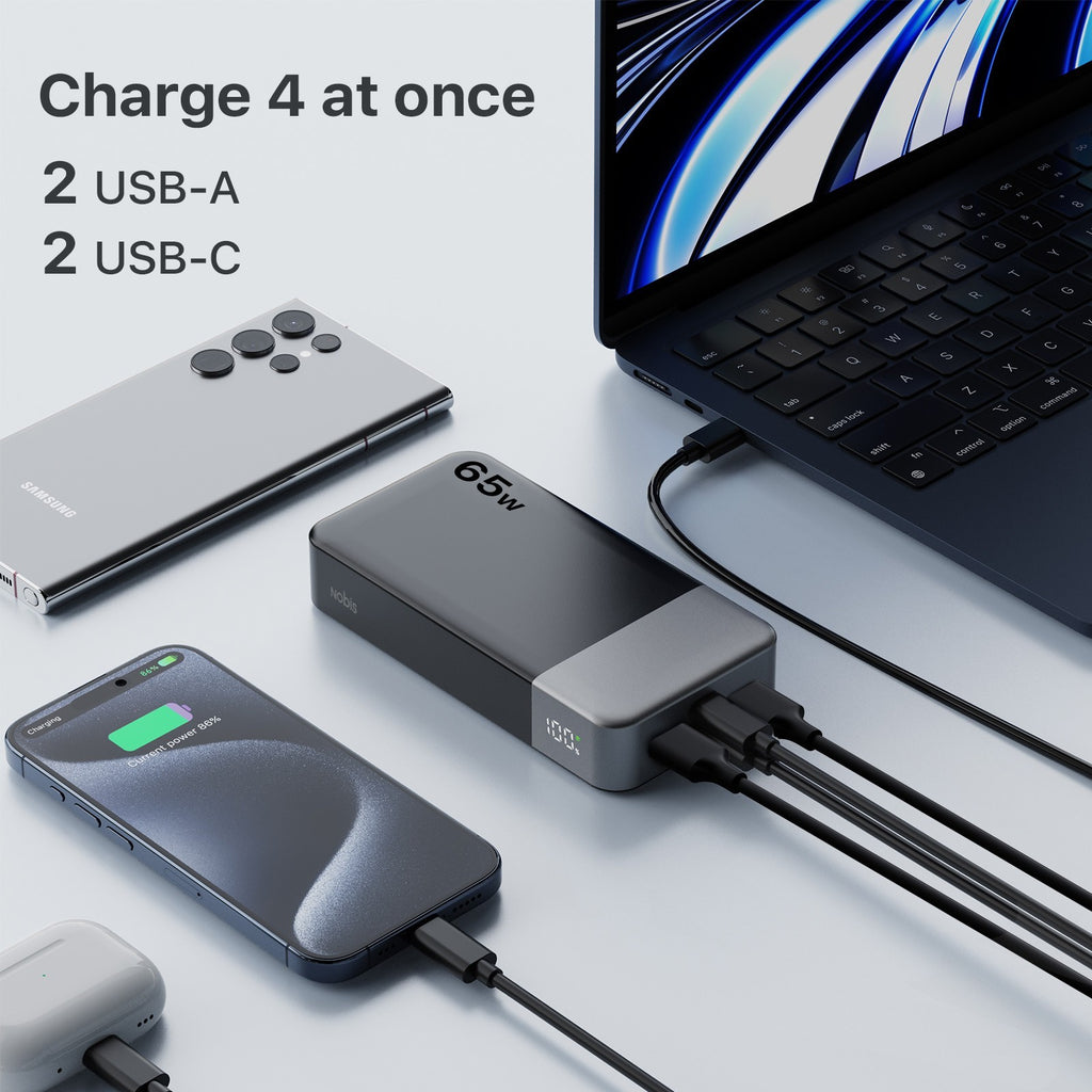 JUOVI Power Bank 20000mAh 65W Caricatore Portatile Ricarica Rapida Phone Verde